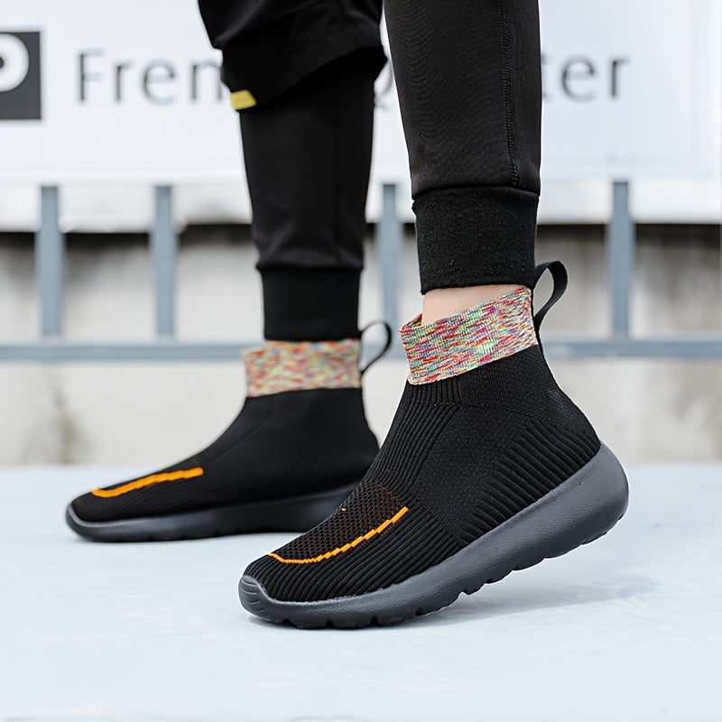 Men's Woven Knit Breathable Sneakers Non Slip Soft Sole Shoes