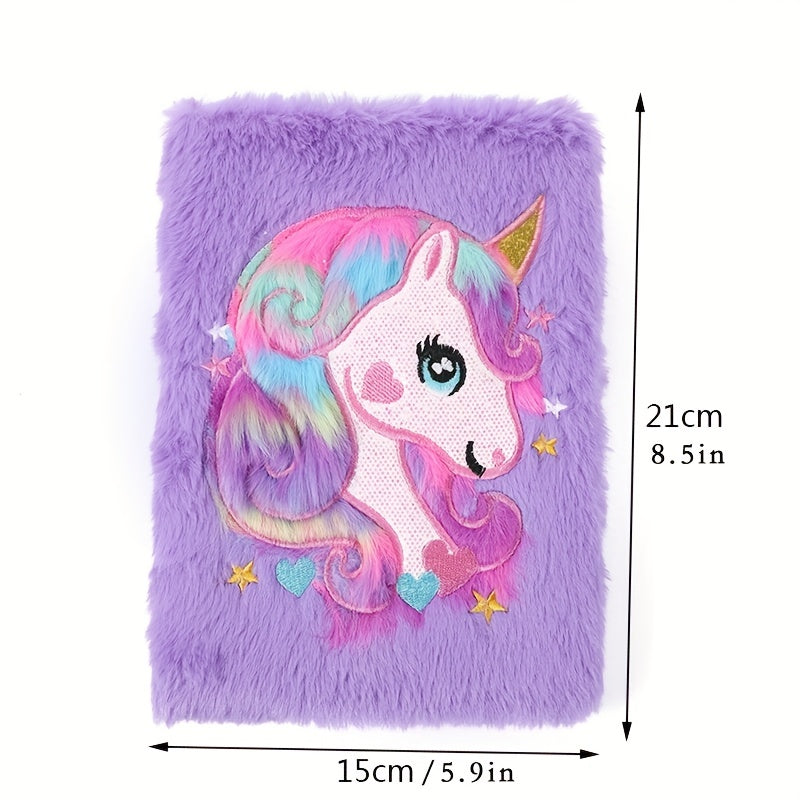 Unicorn Fluffy Notebook 160 Pages Writing Drawing Girls