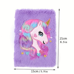 Unicorn Fluffy Notebook 160 Pages Writing Drawing Girls