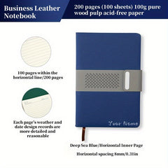 Customizable A5 Business PU Leather Notebook Soft Cover 100 Pages Horizontal Lin
