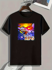 Cartoon Dragon Print Men's Sports T-shirt