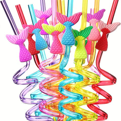 21pcs Mermaid Tail Straws + 2 Cleaning Brushes