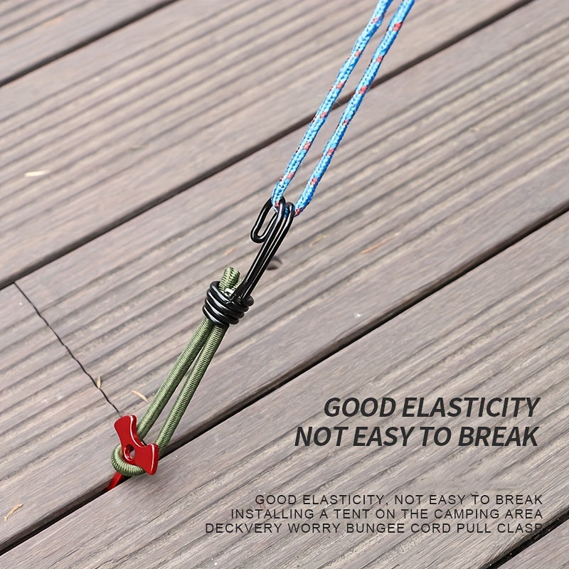10pcs Elastic Tent Ropes with Buckle and Ground Nail Strap for Camping Canopy