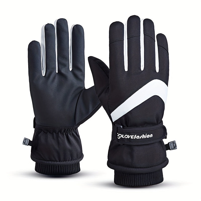 Winter Waterproof Thick Plus Velvet Warm Gloves for Outdoor Cycling Skiing