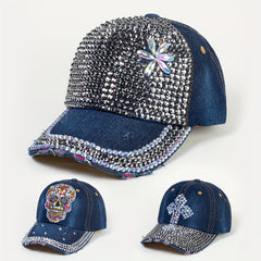 Vintage Rhinestone Y2K Denim Baseball Cap