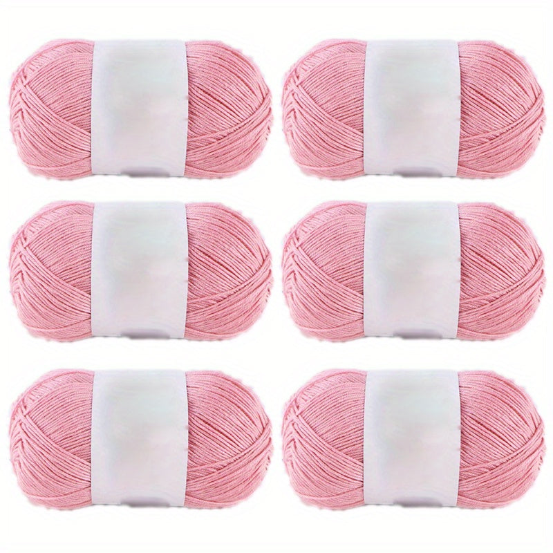 6pcs Bamboo Cotton Blend Yarn for Spring & Summer Knitting - Soft & Fine
