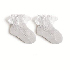 Girls Kids Mesh Lace Ruffled Princess Socks Baby Breathable Comfy Toddler Summer
