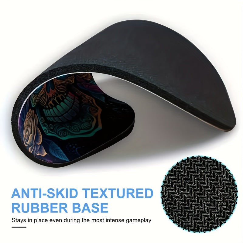 Sugar Skull Round Mouse Pad Non-Slip Rubber Base 7.87 x 7.87 x 0.1 Inch