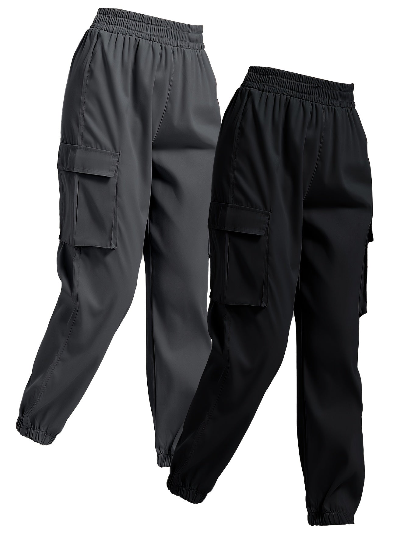 2pcs Casual Sweatpants Elastic Waist Jogger Cargo Pants for Women