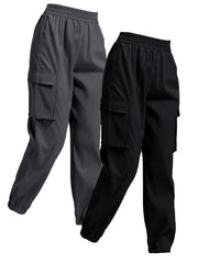 2pcs Casual Sweatpants Elastic Waist Jogger Cargo Pants for Women