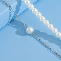 Stylish Double Layer Pearl Anklet Set for Men and Women