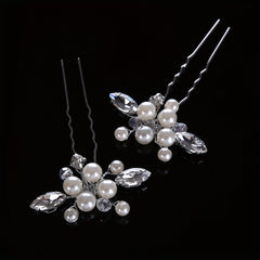 2PCS Bride Faux Pearl Hairpin Wedding Bride U Shaped Hairpin Hair Accessories