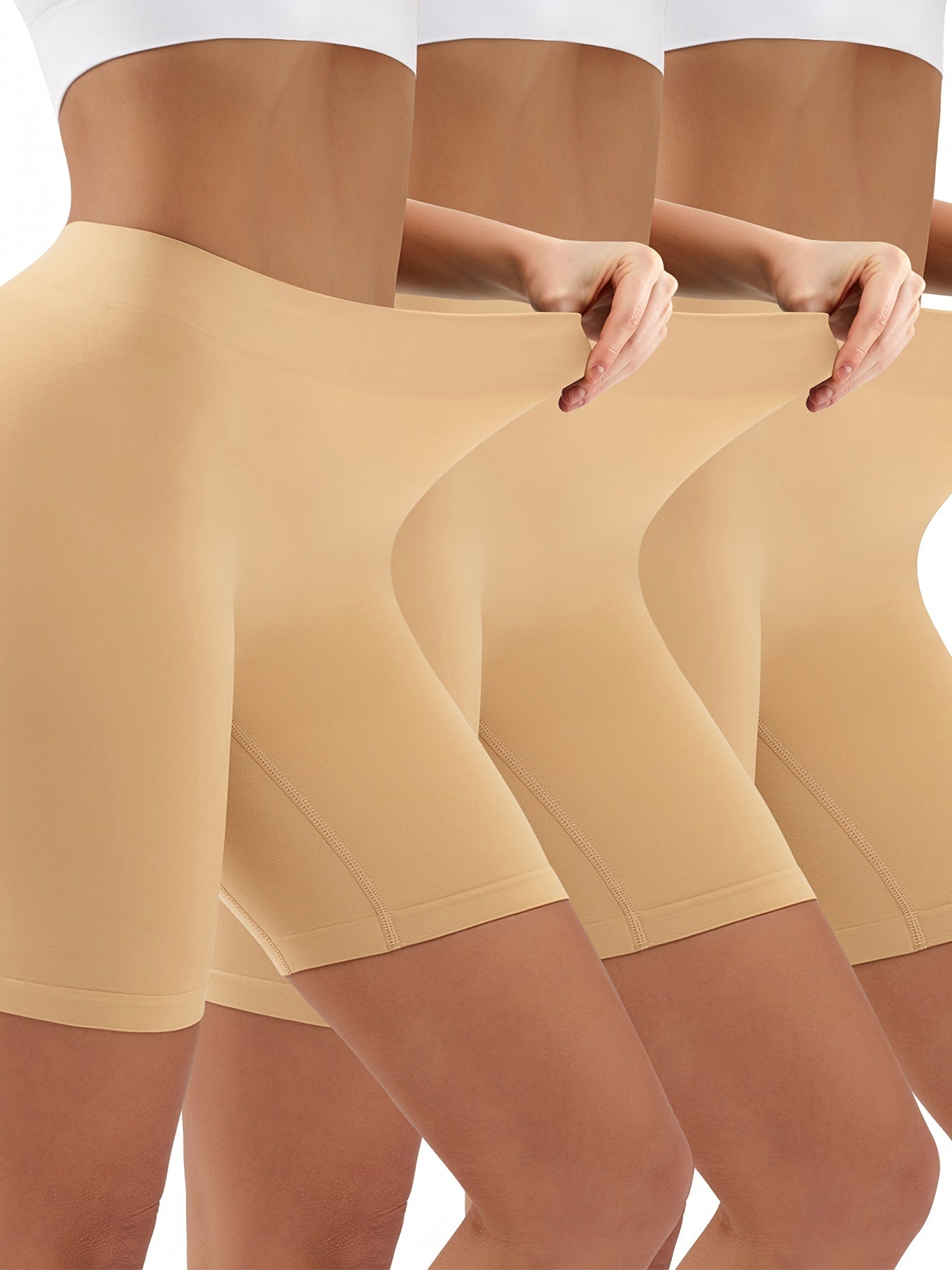 3pcs Seamless Solid Shaping Shorts Tummy Control Compression Butt Lifting