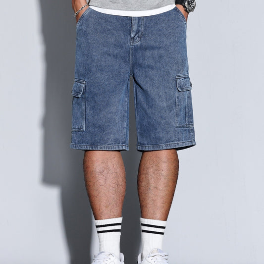 Men's Big Pockets Denim Shorts for Summer