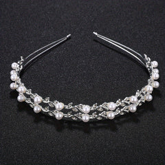 Pearl Rhinestone Headband Double Layer Hair Band Bridal Wedding Hair Access