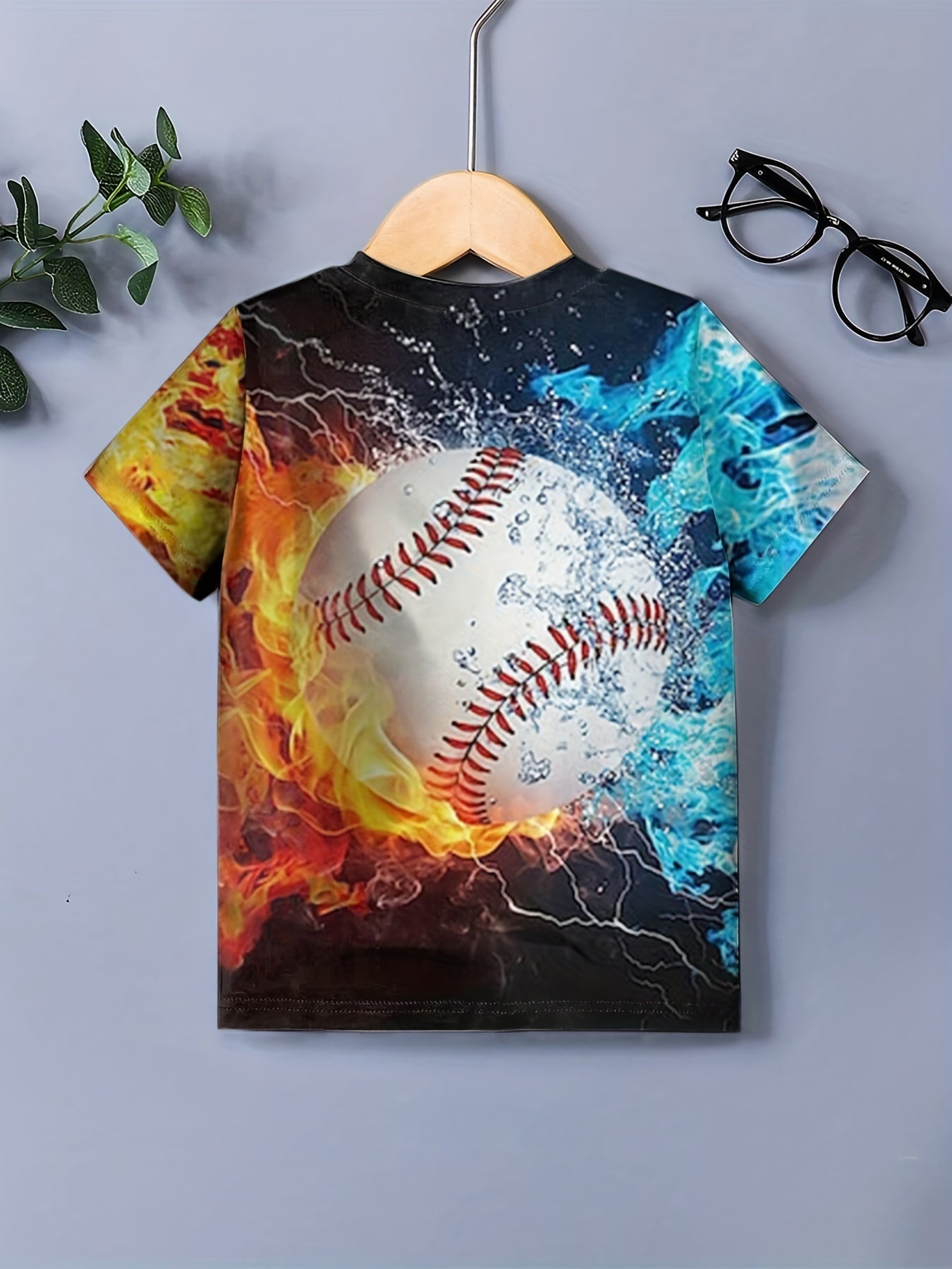 3D Baseball Print Kid's T shirt Causal Short Sleeve Top Unisex Tee