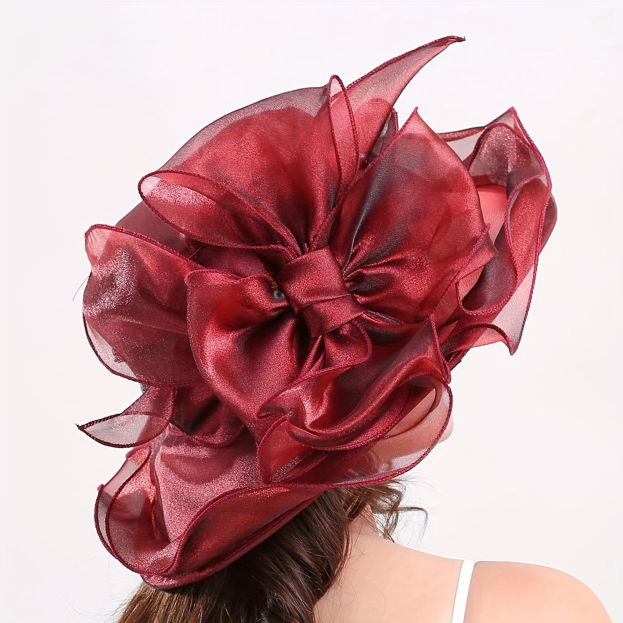 Big Flower Derby Hat Organza Sun Hat Women Church Hat For Wedding
