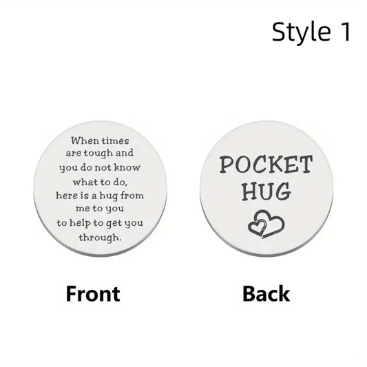 Men's Stainless Steel Pocket Hug Coin Gift