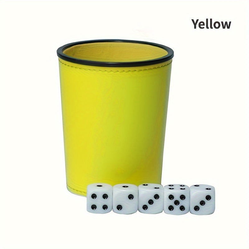 PU Leather Dice Cup Set with 5 Dices Party Drinking Game Set