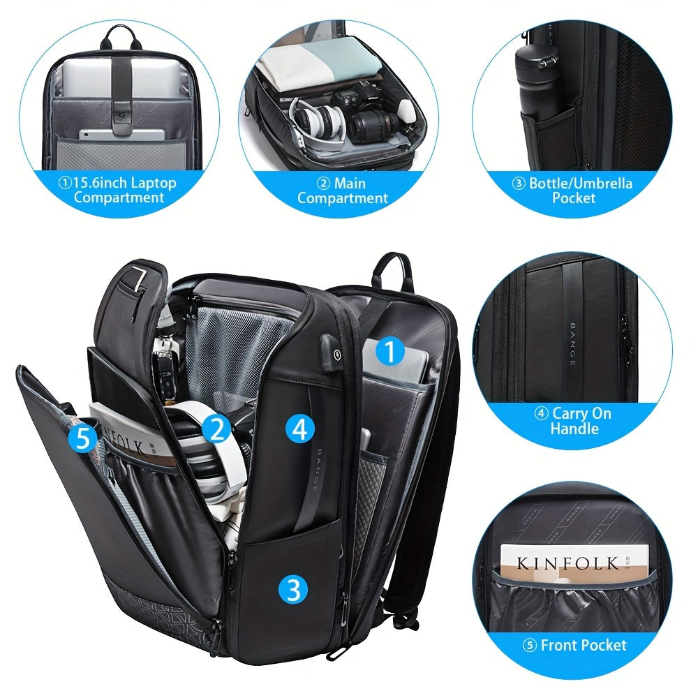 Expandable Travel Business Laptop Backpack Waterproof USB Charging Port
