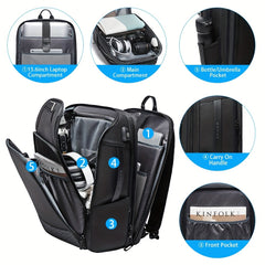 Expandable Travel Business Laptop Backpack Waterproof USB Charging Port
