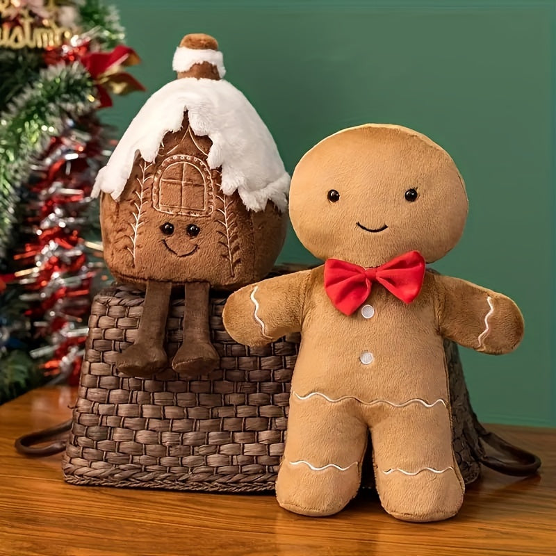 Christmas Gingerbread Man Wreath & Plush Toy for Holidays