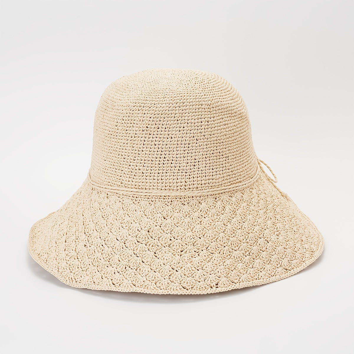 Hollow Crochet Bucket Hat Solid Sun Hat Women Fisherman Cap