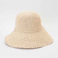 Hollow Crochet Bucket Hat Solid Sun Hat Women Fisherman Cap
