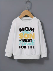 Boys Round Neck Sweatshirt Pullover MOM AND SON Print Casual Top