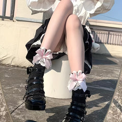 Lace Trim Bow Socks Sweet & Lolita All match Socks Women's Stockings