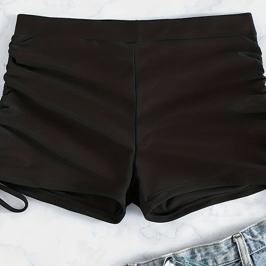 High Waist Solid Swimsuit Boxer Shorts