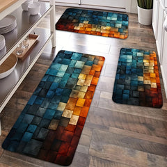 Red Gradient Kitchen Mat Rug Washable Carpet