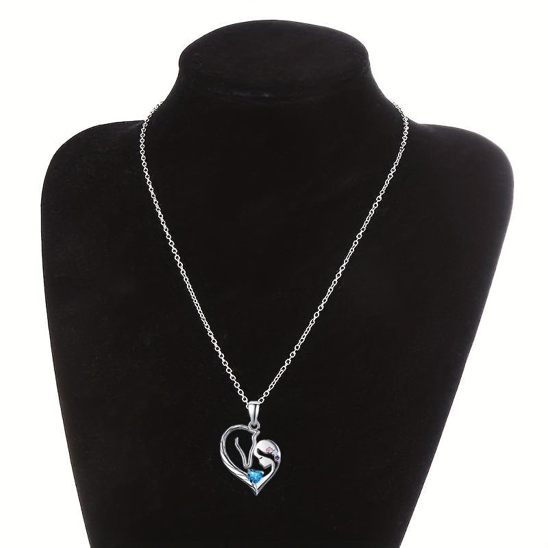 Girl's Girly Horse Heart Zircon Pendant Necklace, Perfect Gift