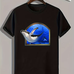 Whale Print Men's Graphic T-shirt for Summer