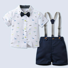 2pcs Bowtie Shirt & Overalls Set for Boys