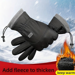 Men's Plus Fleece Windproof Waterproof Gloves for Driving Riding