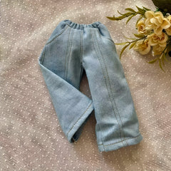 Striped Sweater Jeans Girls Long Dress Doll Clothes Set