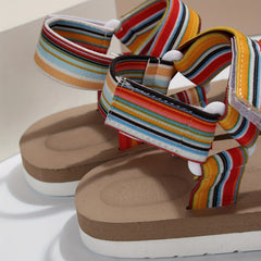 Colorful Stripes Women's Flat Sports Sandals Non-slip Outdoor Sandals