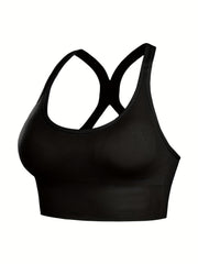 Criss Cross Back Sports Bra Push Up Shockproof Bra