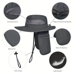 UPF 50 Sun Protection Safari Cap with Neck Flap