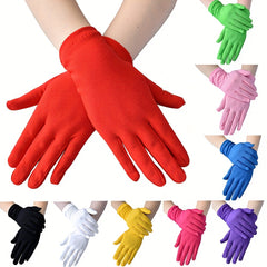 Silk Satin Gloves for Women Short Hand Protection Dance Performance