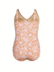 Boho Swimsuit Women's V Neck One Piece Bathing Suit