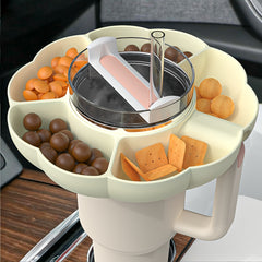 Silicone Flower Snack Bowl For 40Oz Cup 4 Compartments Reusable Tray