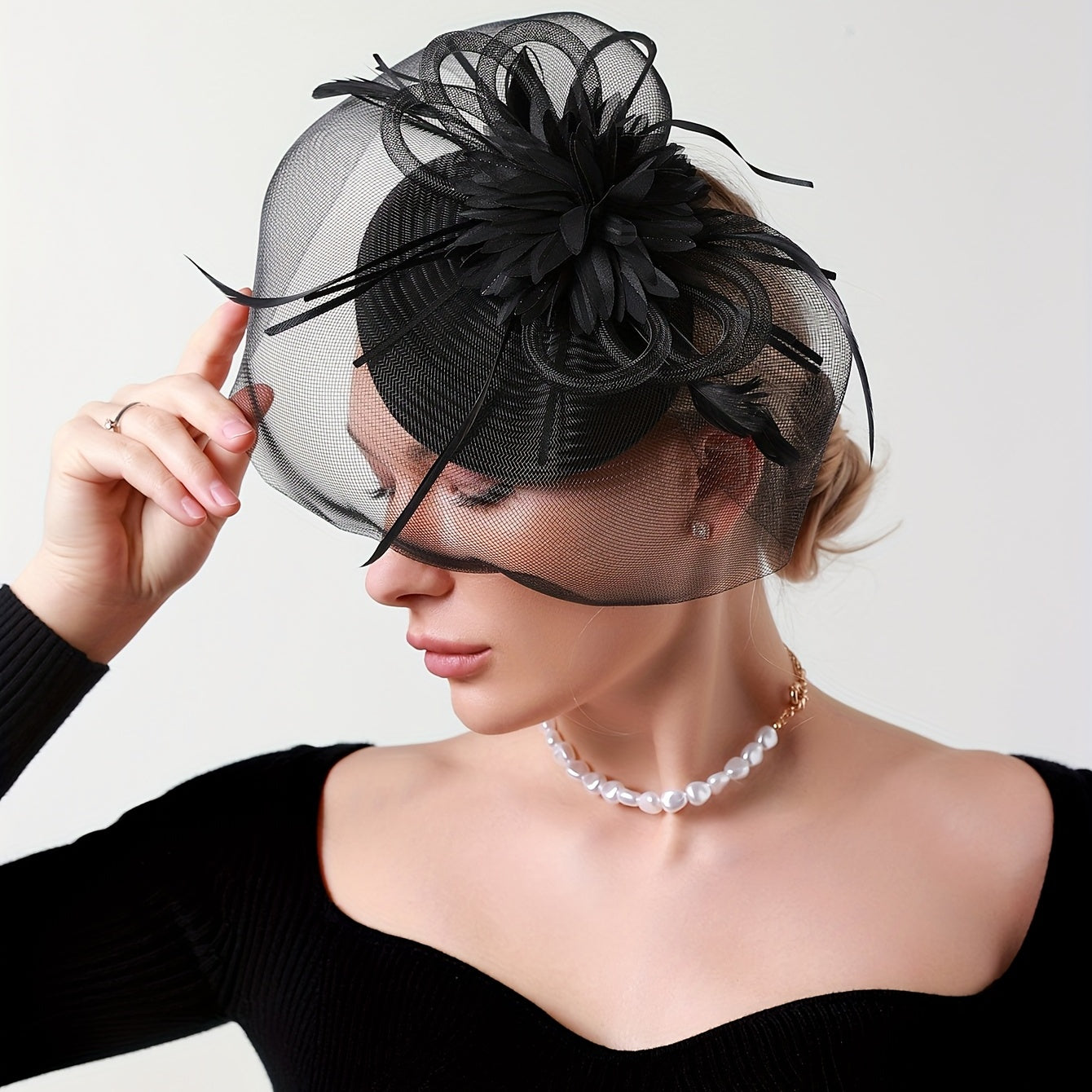 Vintage Fascinator Hats Feather Flowers Hair Clip Hat For Women Tea Party Bridal