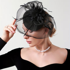 Vintage Fascinator Hats Feather Flowers Hair Clip Hat For Women Tea Party Bridal