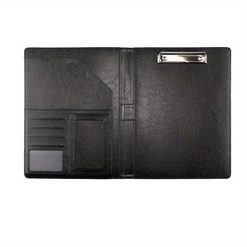 PU Leather Portfolio Folder w/ Clipboard Clip Padfolio - Business Interview Resu