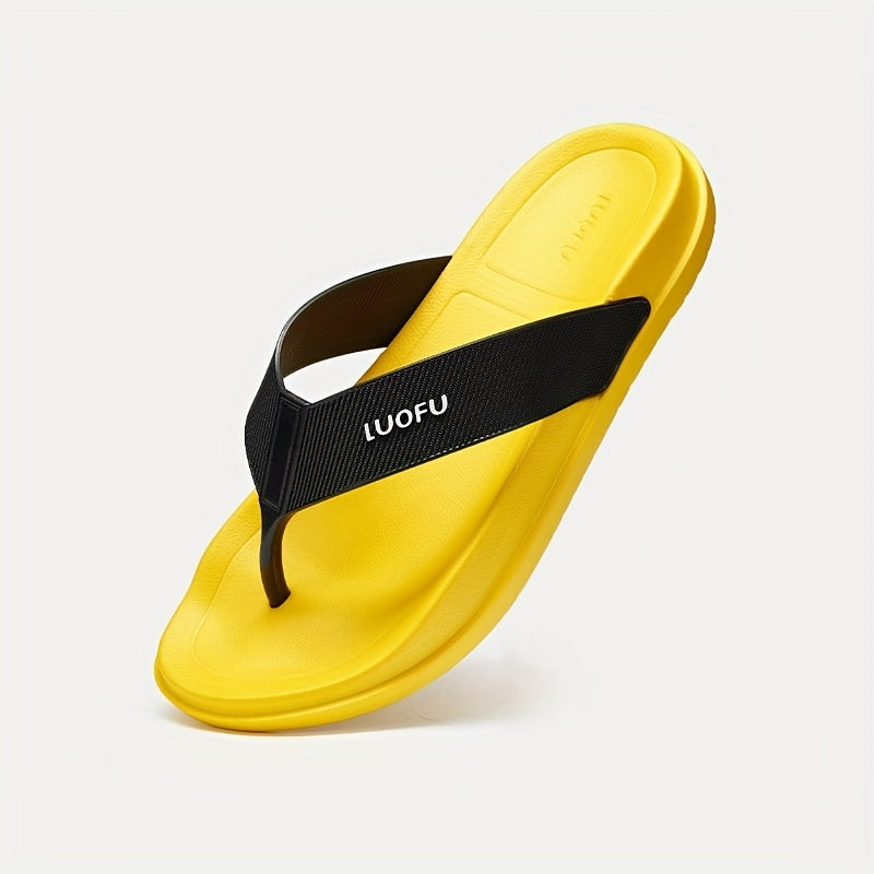 Men's Casual Platform Flip Flops with Arch Support Lightweight