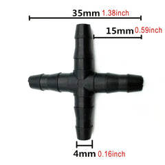30pcs 1/4'' 4 Way Micro Hose Drip Irrigation Cross Joint Connectors