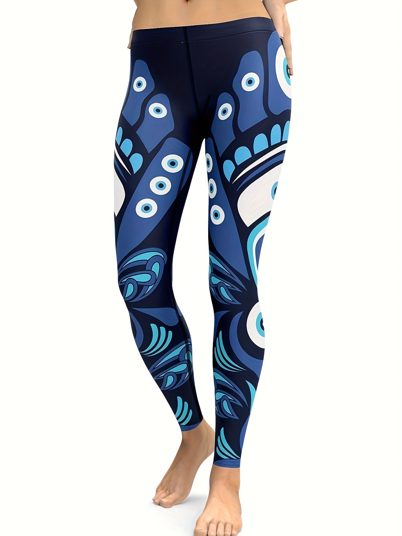 Stretch Eye Graphic Yoga Leggings for Women Moisture Wicking Fitness Pants
