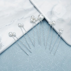 6pcs Faux Pearl Hair Pin Minimalist Bridal Wedding Styling Accessory